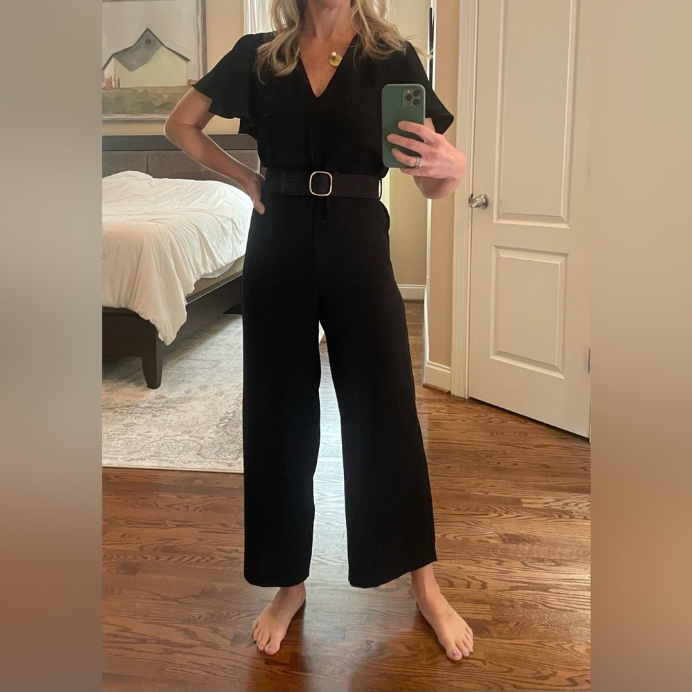 Zara XS Black Wide-Leg Jumpsuit